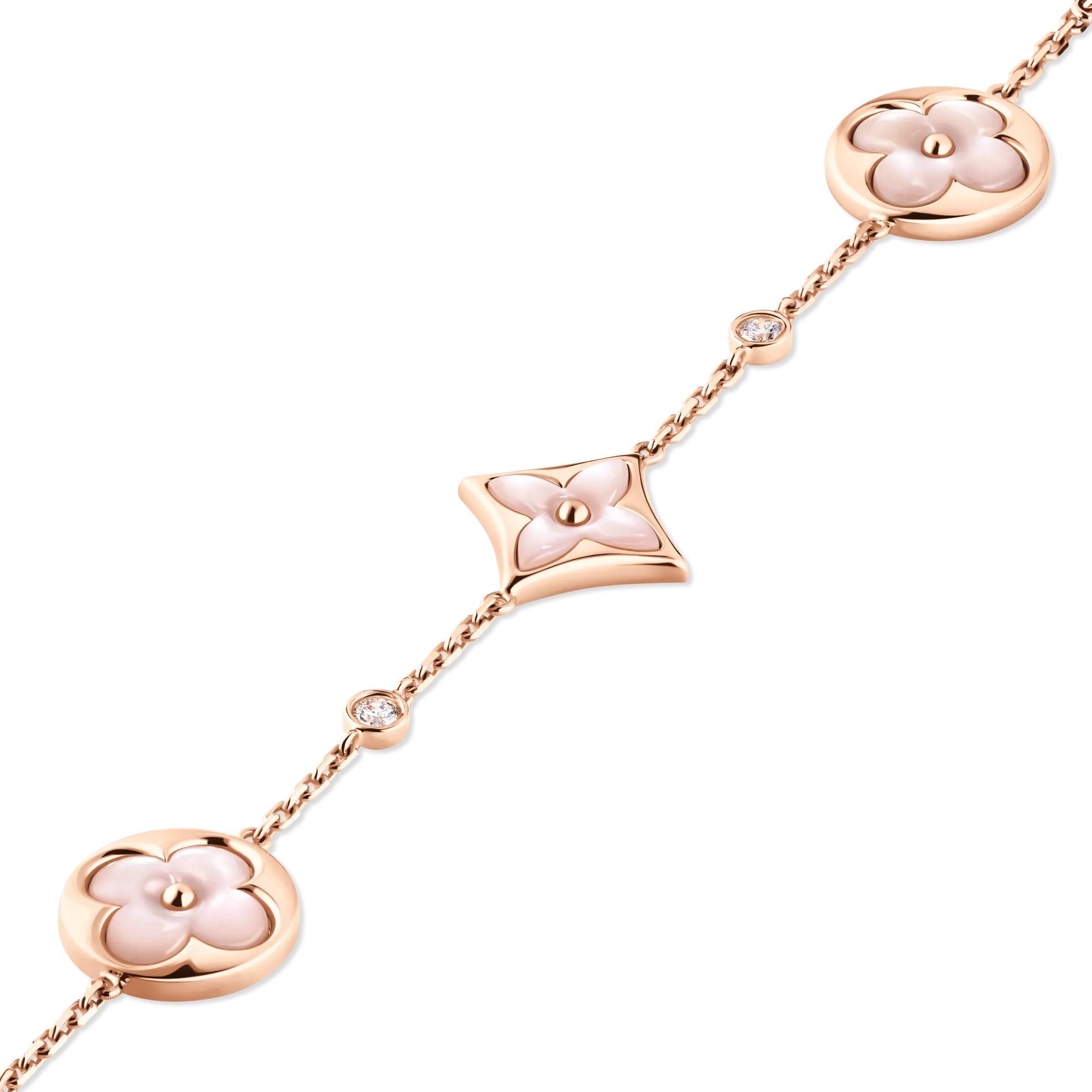 Color Blossom BB Star andSun Multi-Motif Bracelet, Rose Gold, Pink Mother-of-Pearl and Diamonds