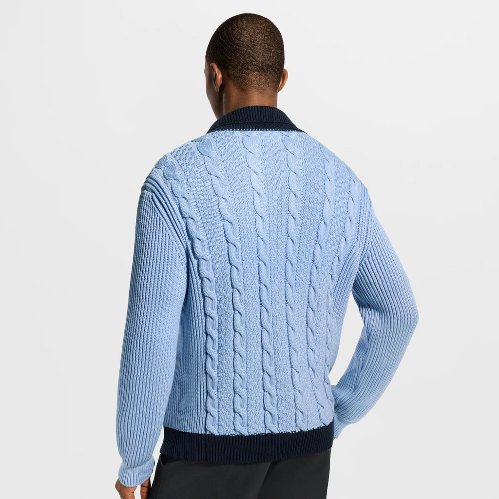 Cable-Knit Shirt Cardigan