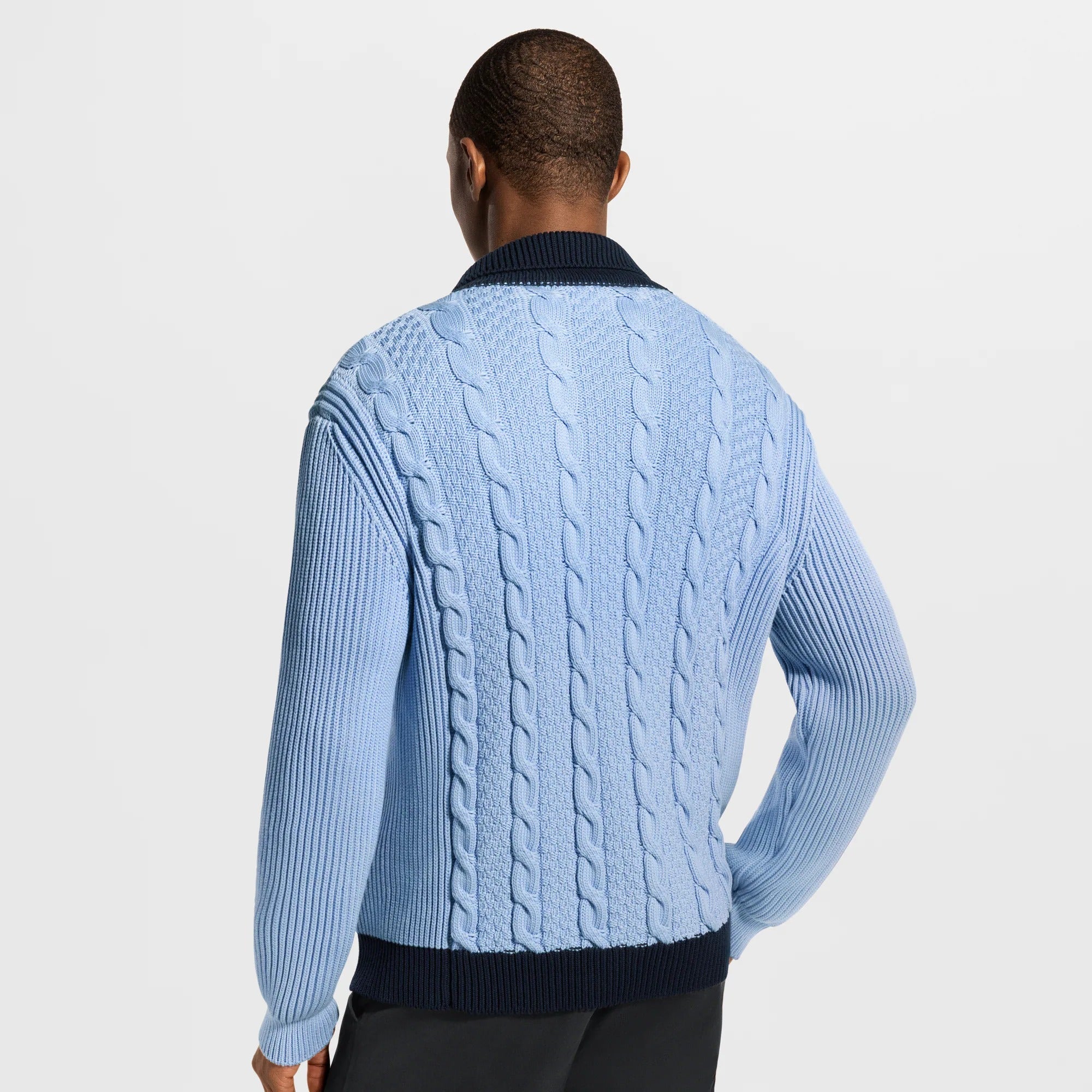 Cable-Knit Shirt Cardigan