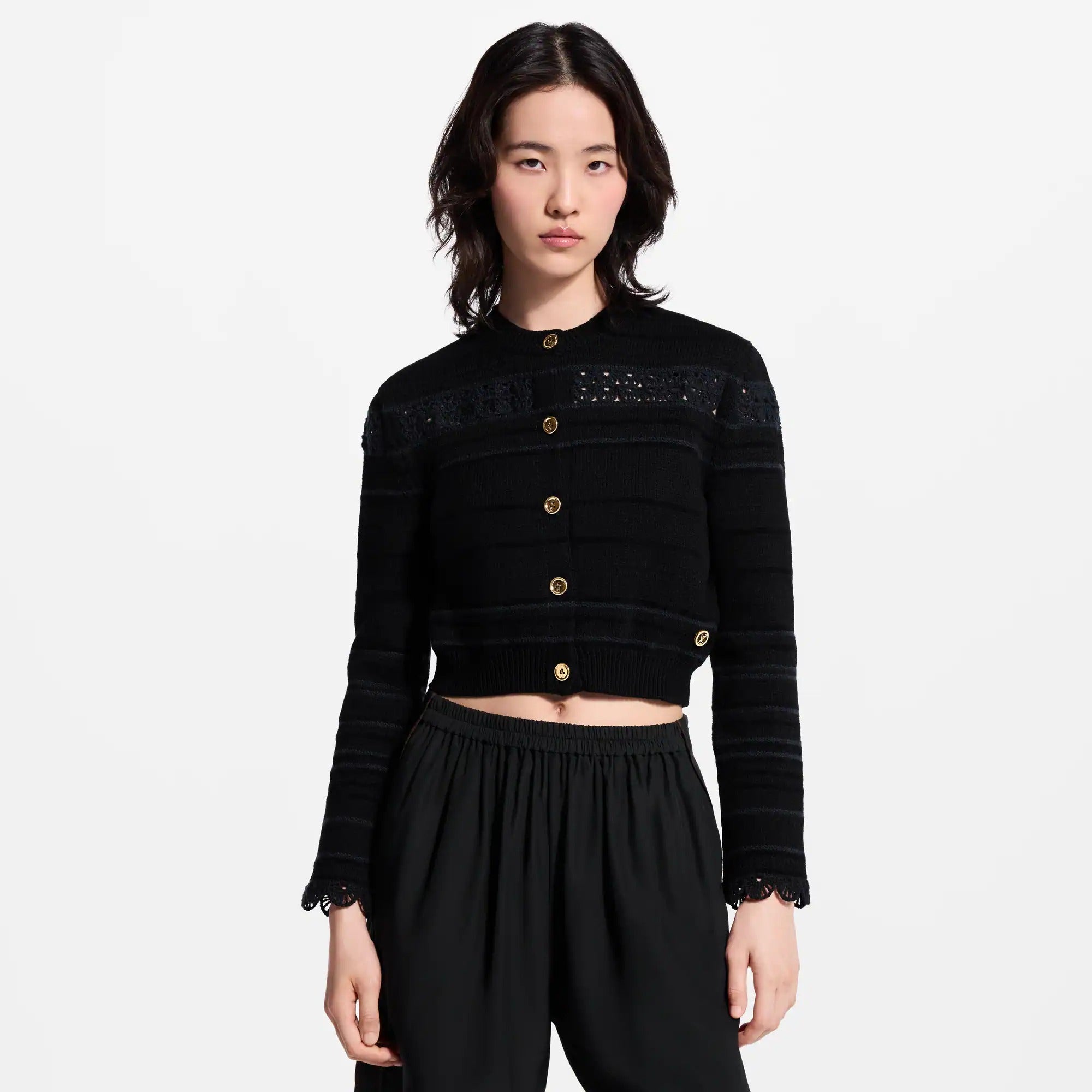 Lace Insert Knit Cardigan