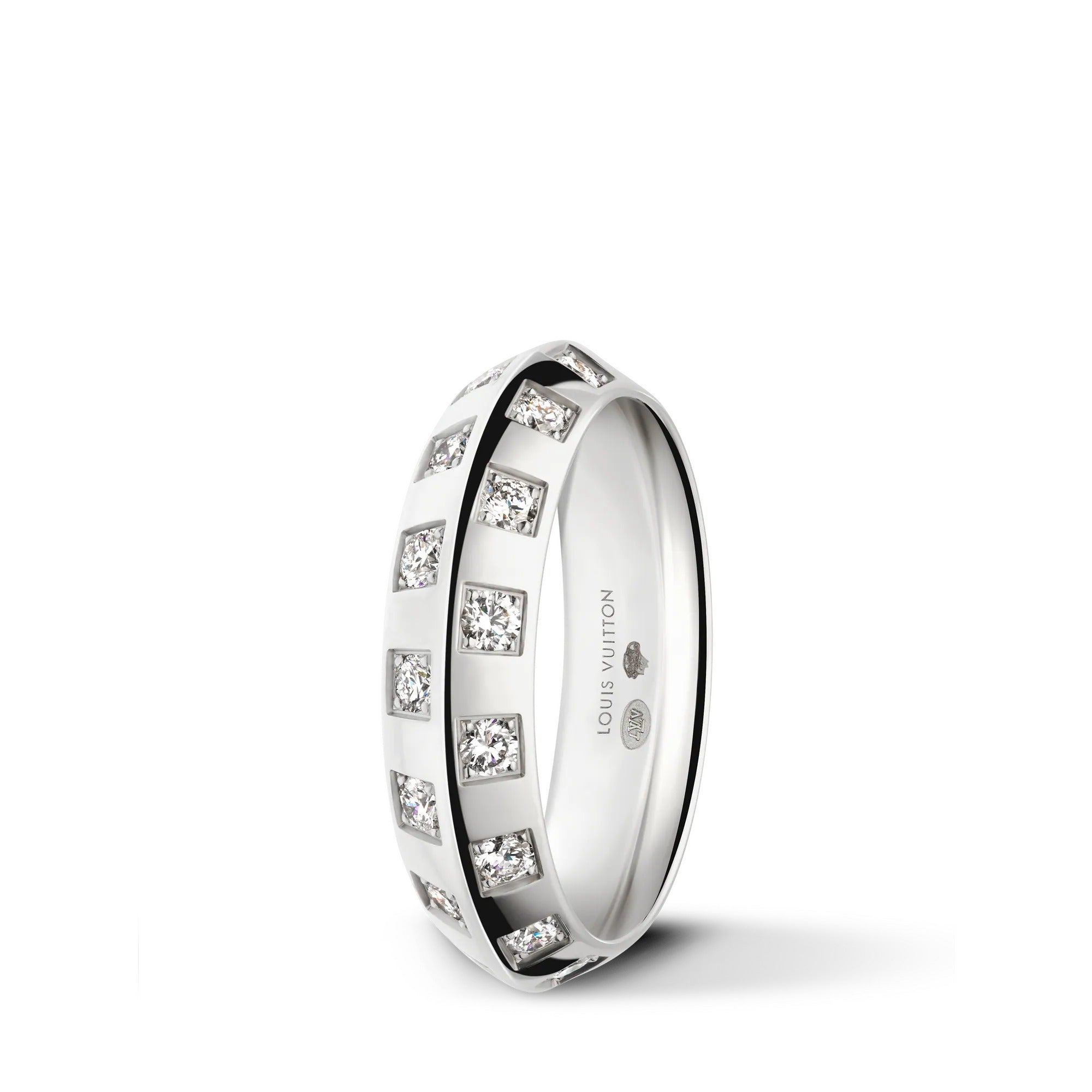 Le Damier de Louis Vuitton Medium Ring, White Gold and Diamonds