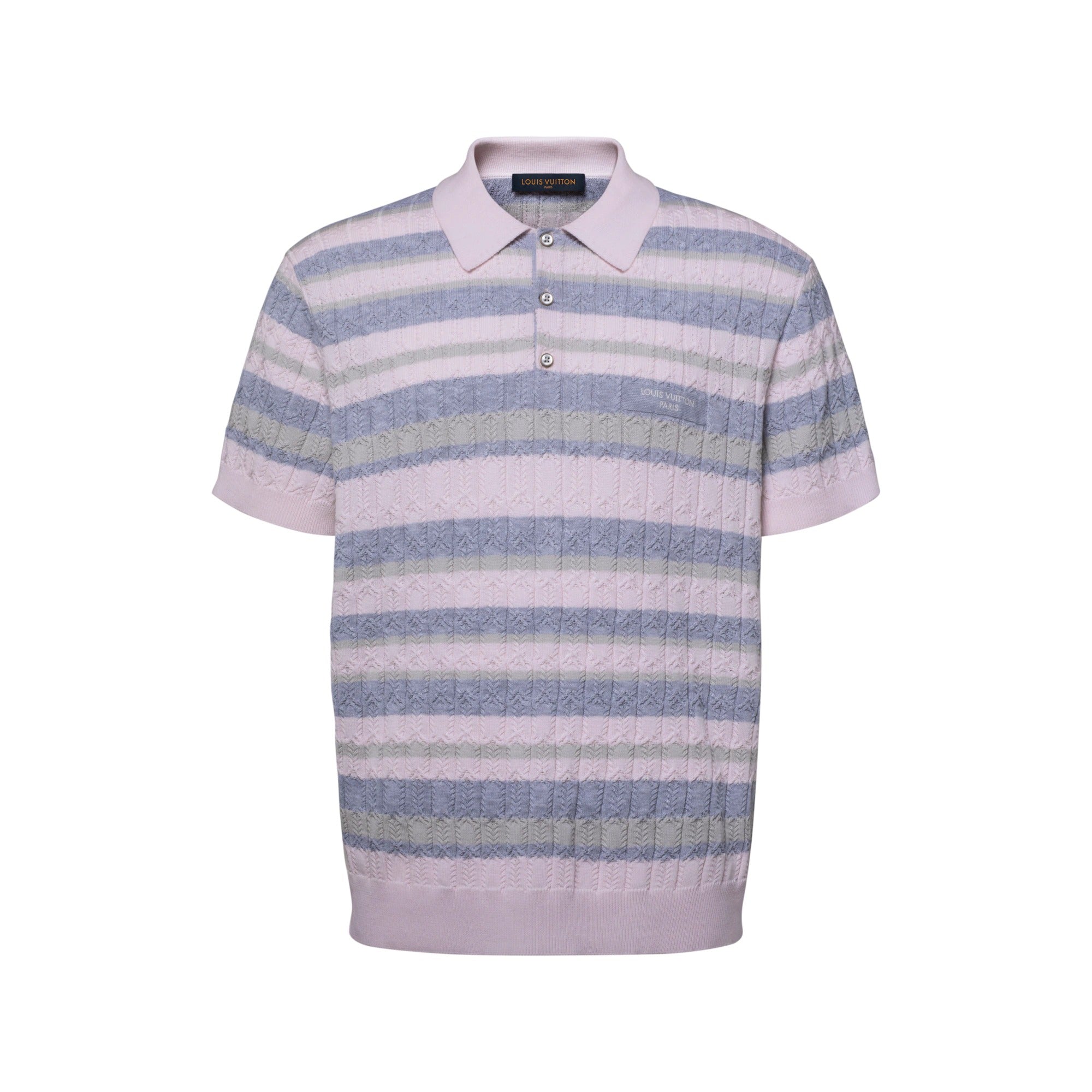 Stripy Cable-Knit Polo Shirt