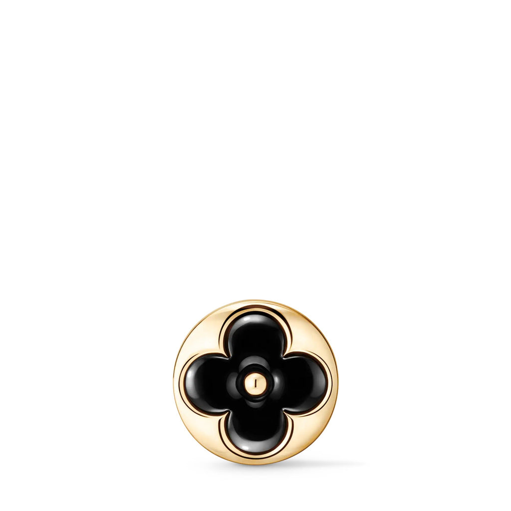 Color Blossom BB Sun Ear Stud, Yellow Gold and Onyx - Per Unit