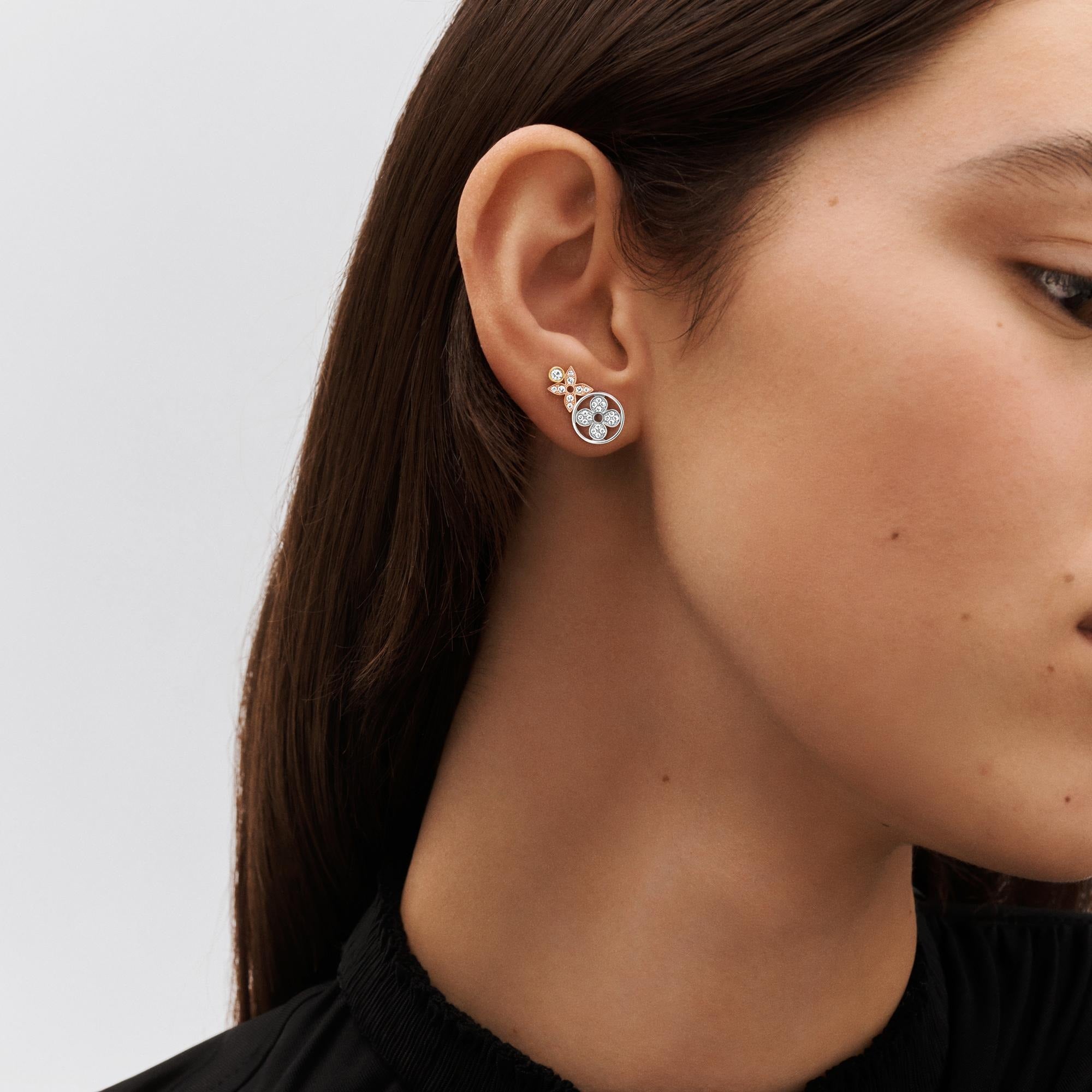 Idylle Blossom Studs, 3 Golds And Diamonds