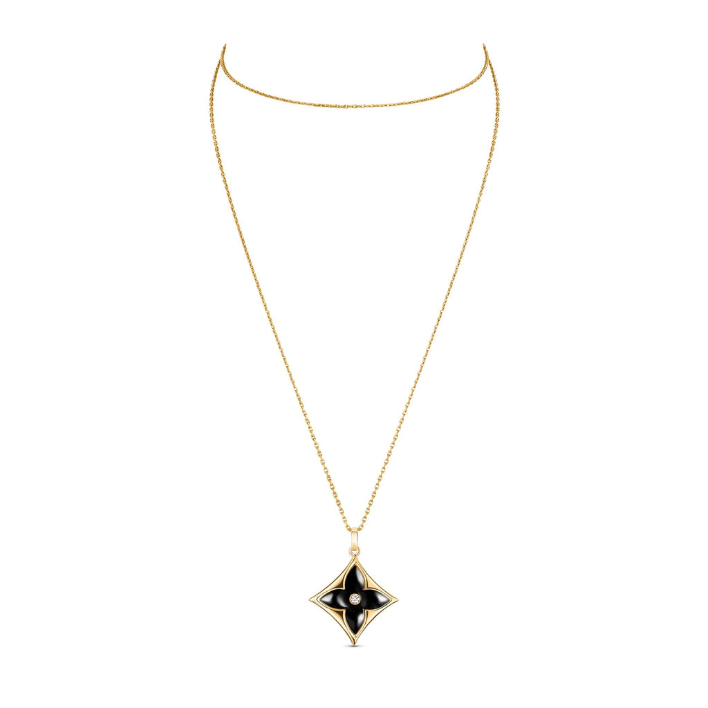 Color Blossom XL Star Medallion, Yellow Gold, Onyx and Diamond