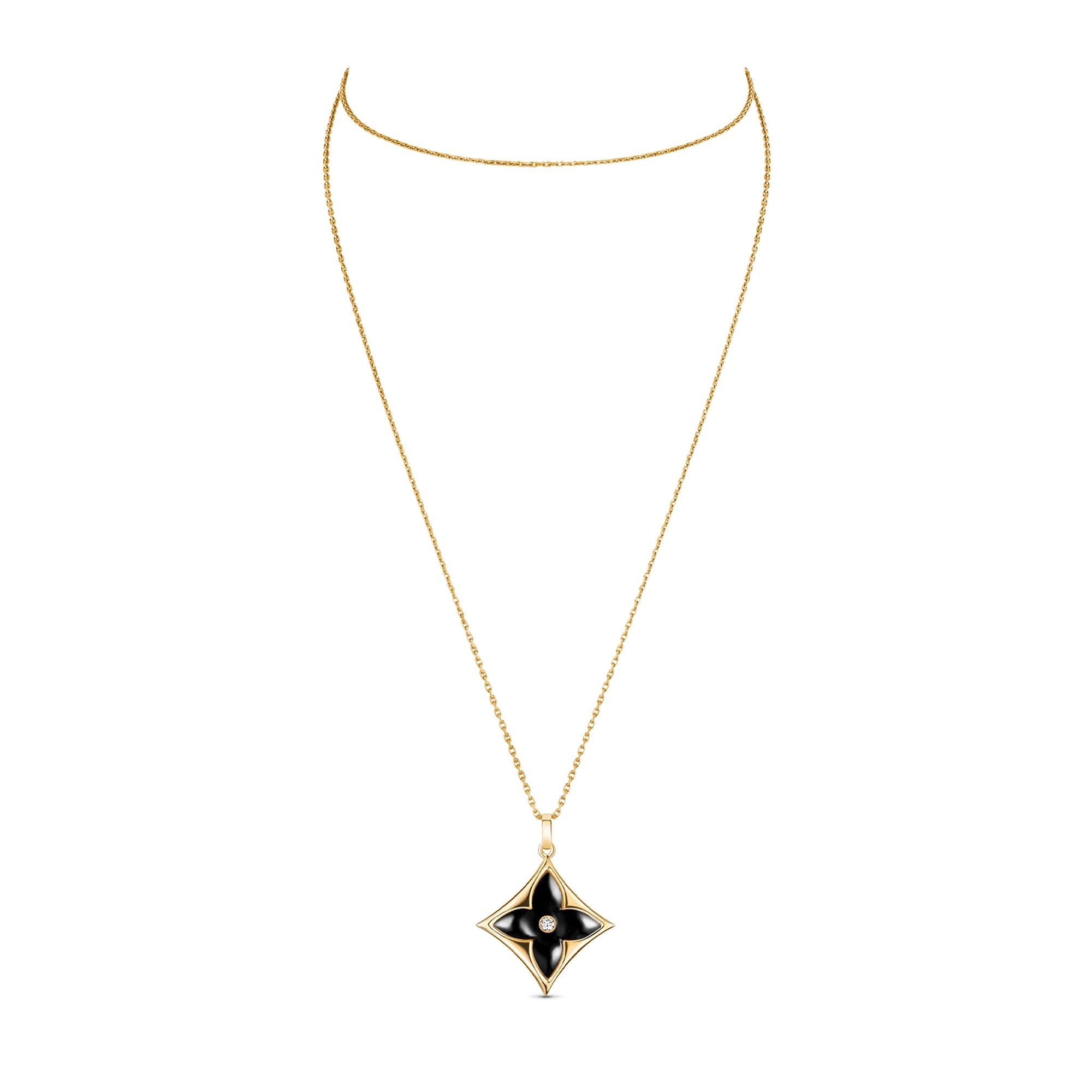 Color Blossom XL Star Medallion, Yellow Gold, Onyx and Diamond