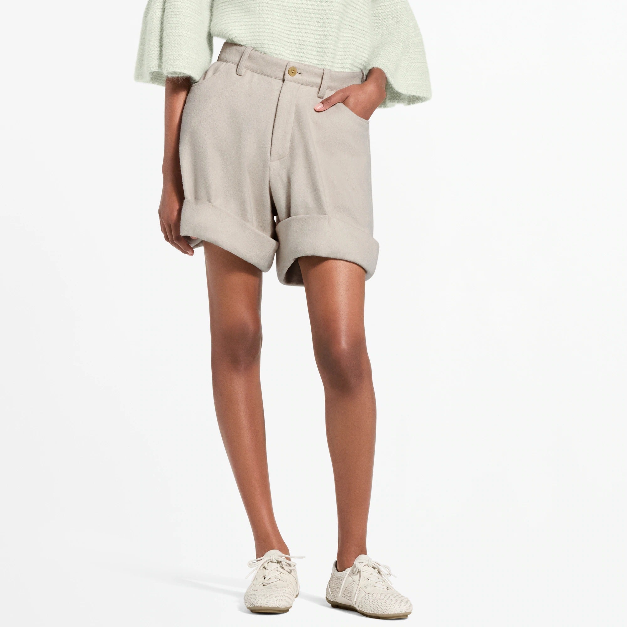 Cuffed Wool-Cashmere Shorts