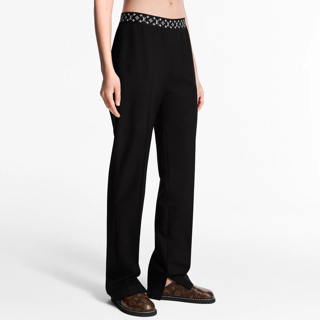 Straight Cut Pants With Monogram Elastic Belt