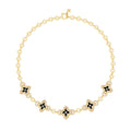 Ever Blossom Necklace, Yellow Gold, Onyx & Diamonds