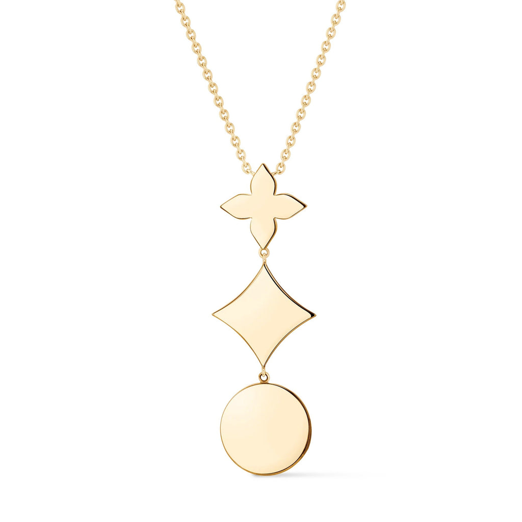 Color Blossom M Star and Sun Multi-Motif Pendant, Yellow Gold, Onyx and Diamond