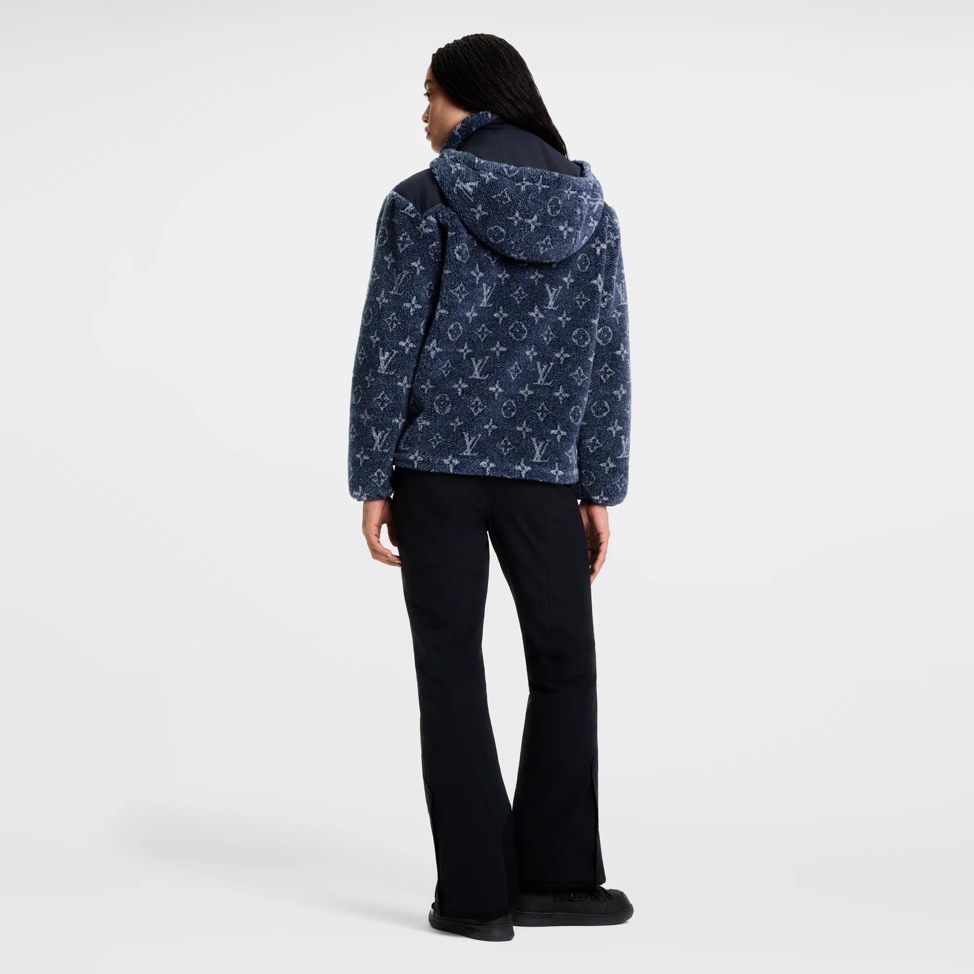 Denim-Effect Monogram Fleece Jacket