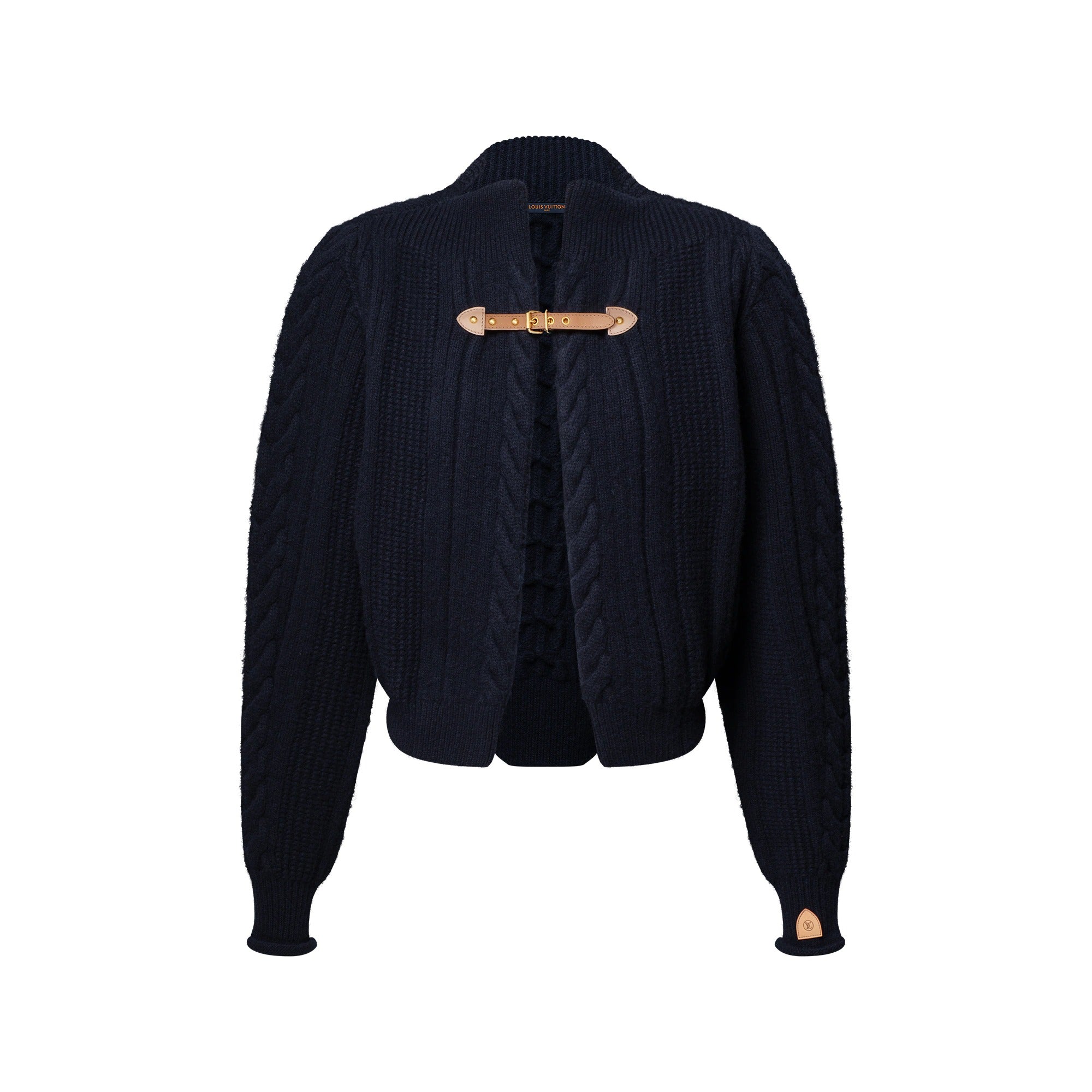 Strap Front Cable-Knit Cardigan