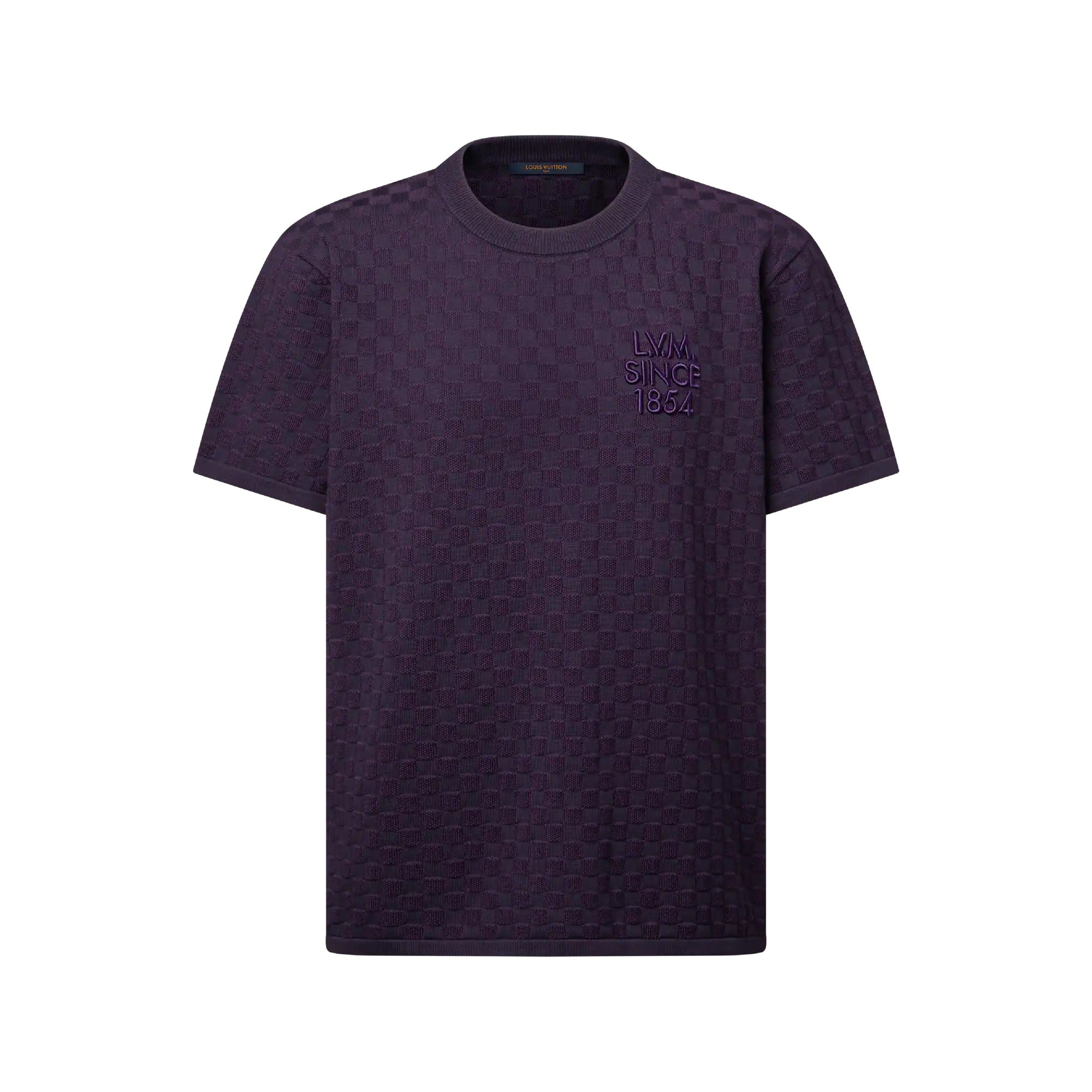 Damier Jacquard Short-Sleeved Crewneck