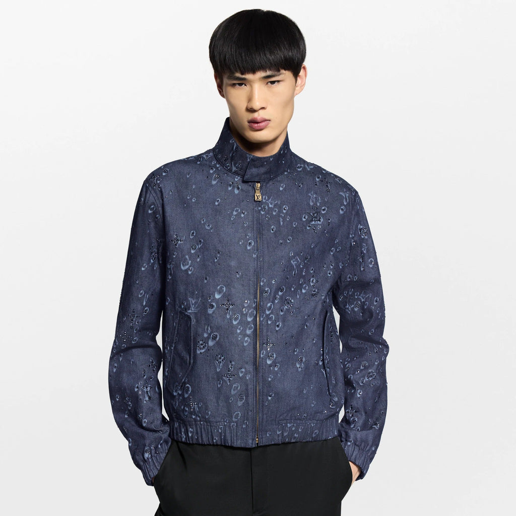 Embellished Denim Harrington Jacket