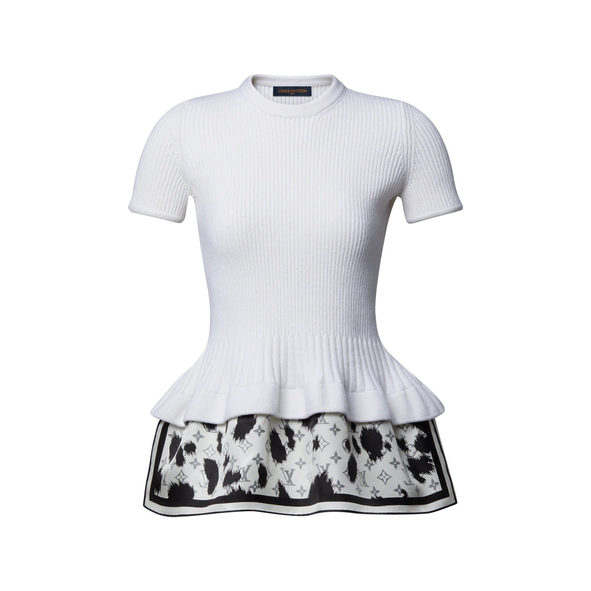 Cow Print Insert Knit Top