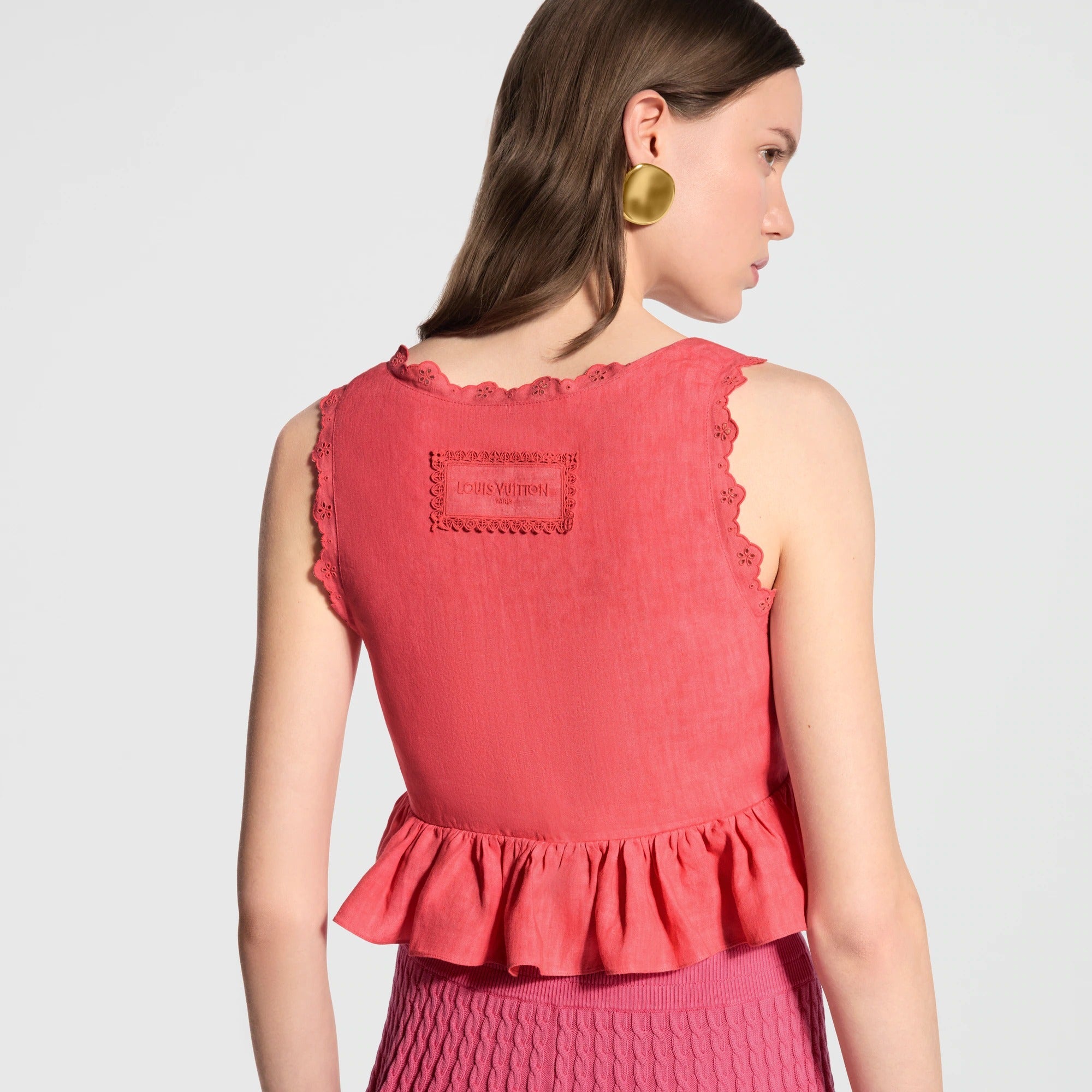 Broderie Trim Peplum Crop Top