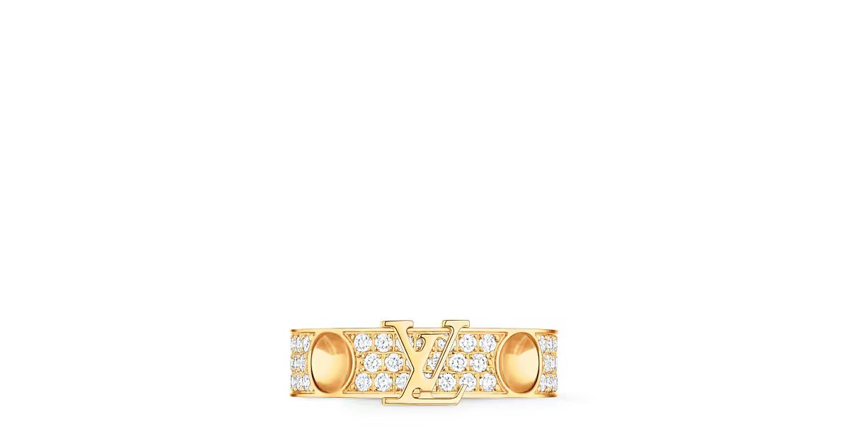 Empreinte Medium Ring, Yellow Gold and Diamonds