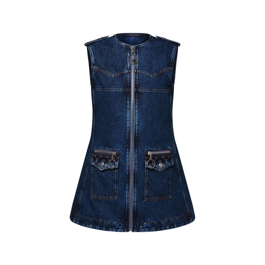 Raw Denim Zip-Up Dress