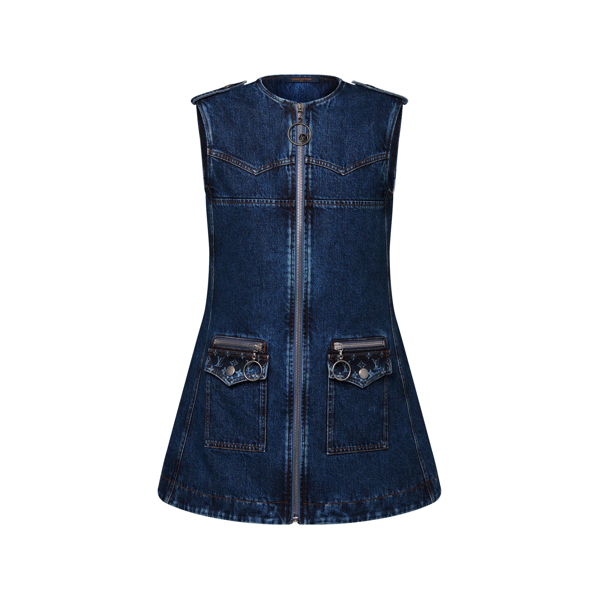 Raw Denim Zip-Up Dress