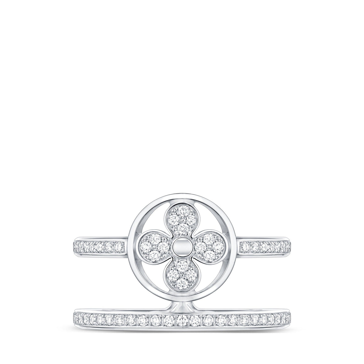 Idylle Blossom Two-Row Ring, White Gold And Diamonds