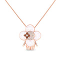 Vivienne Monogram Pendant, Pink Gold, Mother-Of-Pearl, Wood & Diamonds