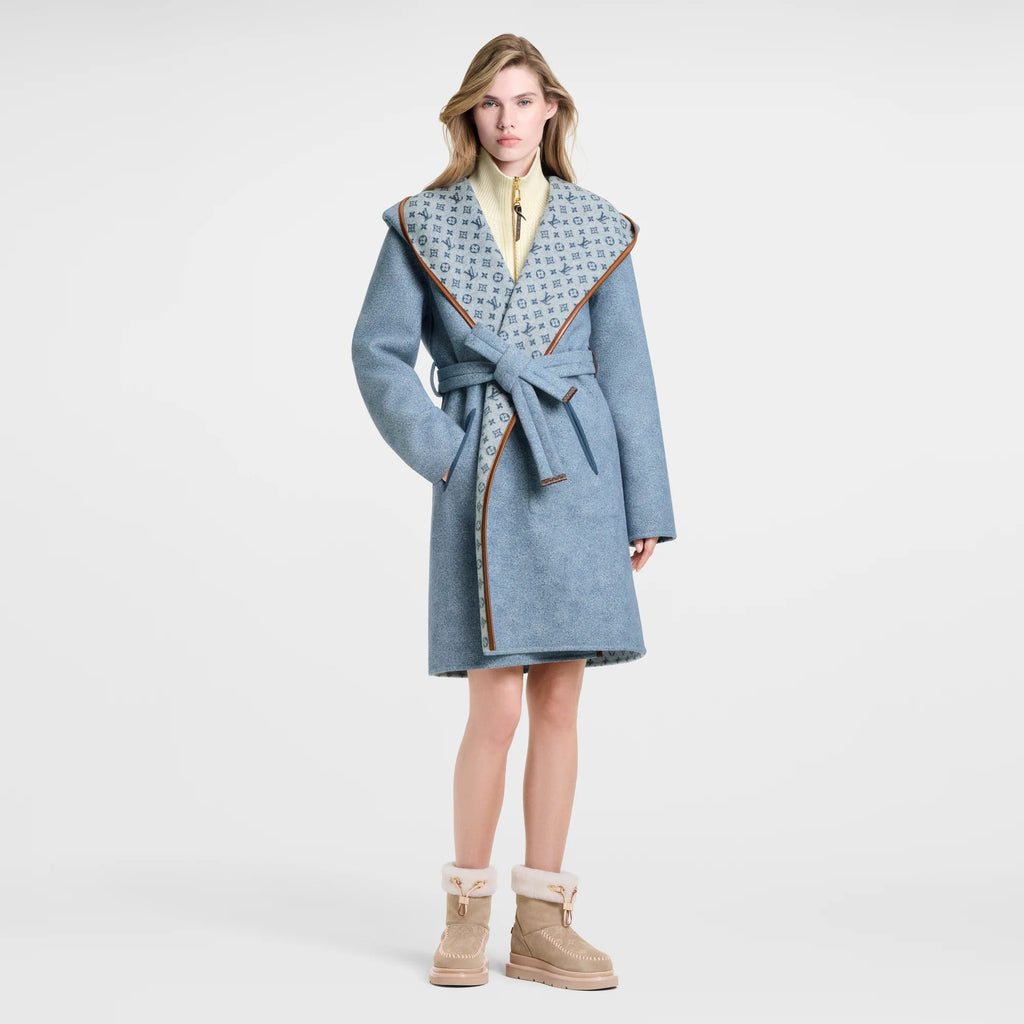 Reversible Signature Hooded Wrap Coat
