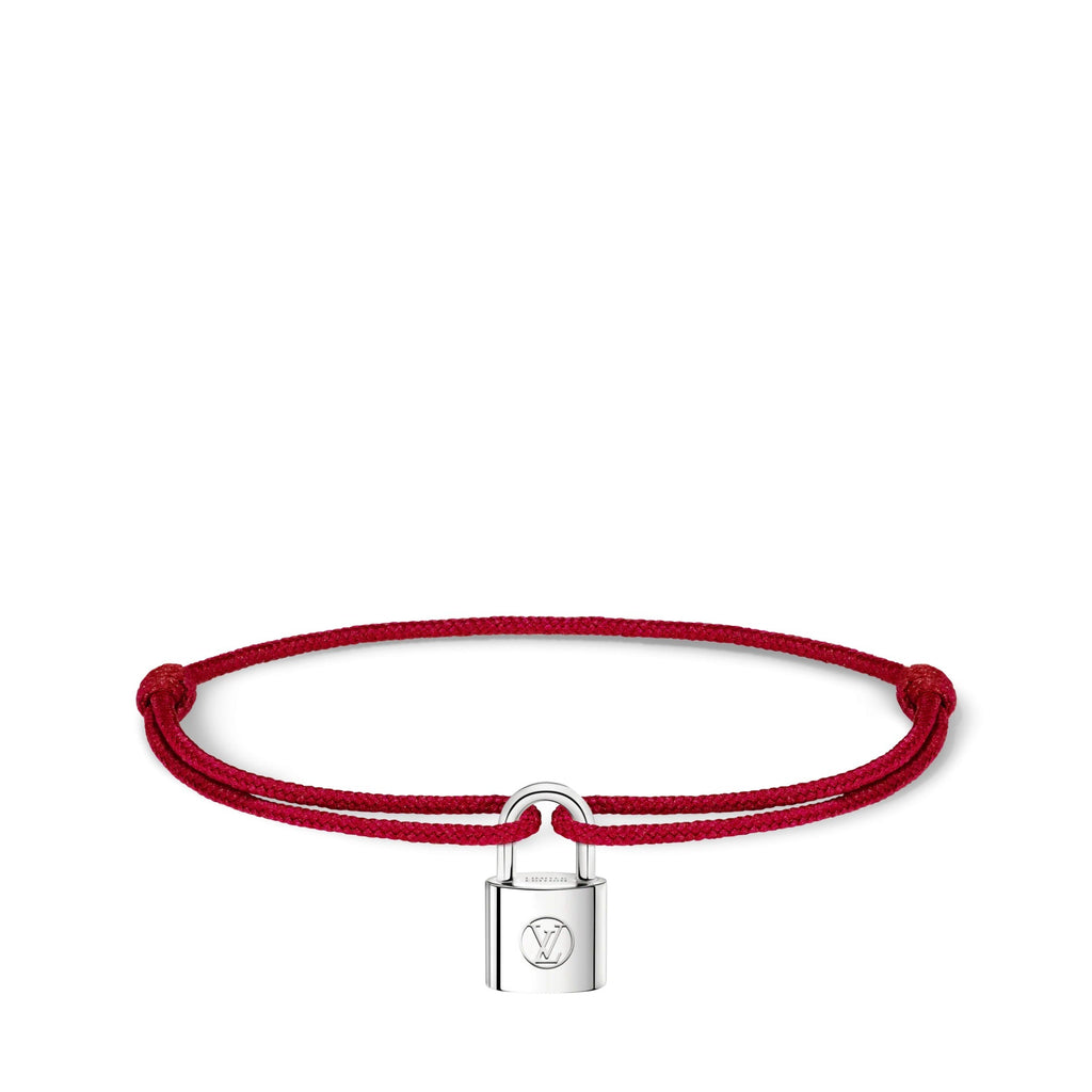 Silver Lockit Bracelet, Sterling Silver and Red Polyester Cord