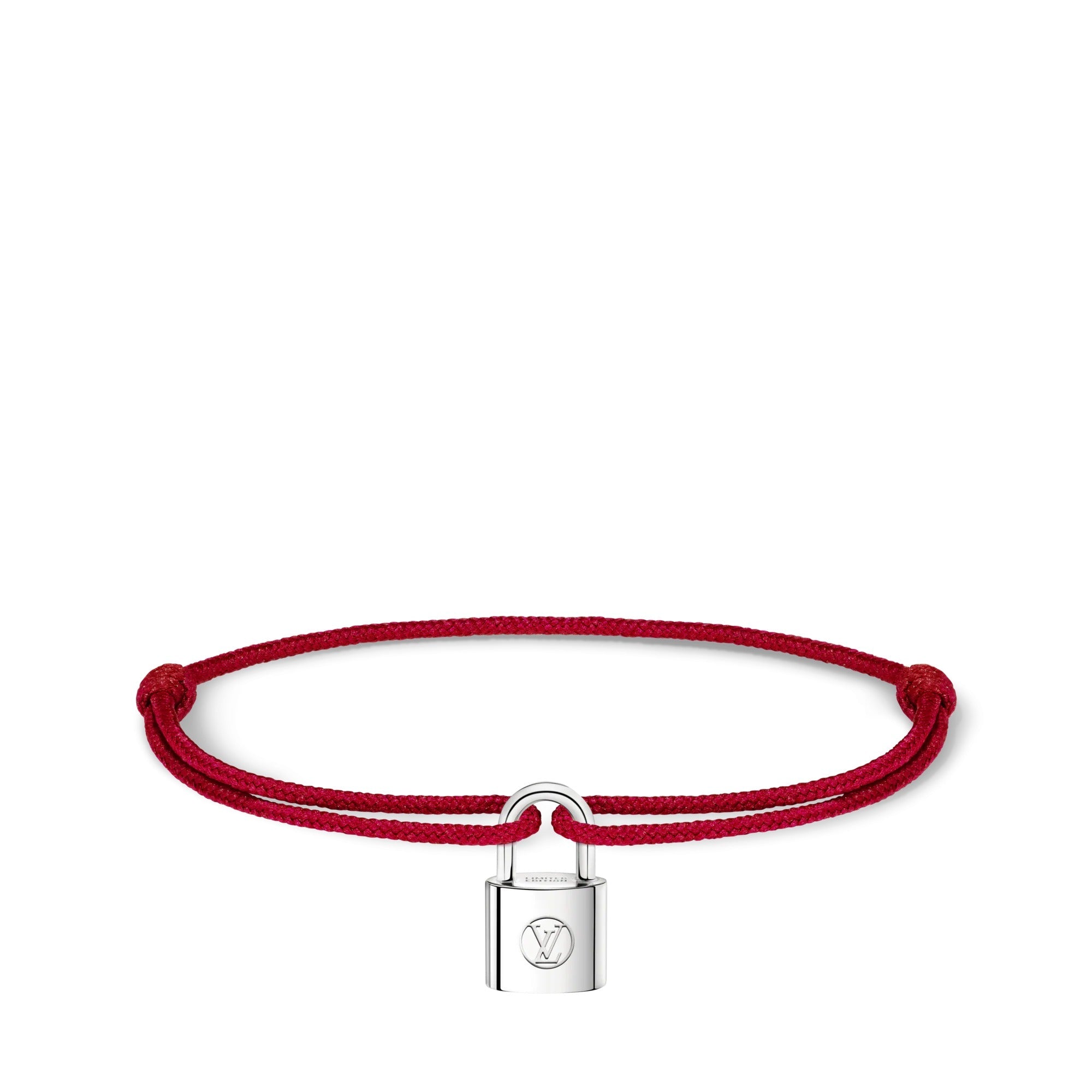 Silver Lockit Bracelet, Sterling Silver and Red Polyester Cord