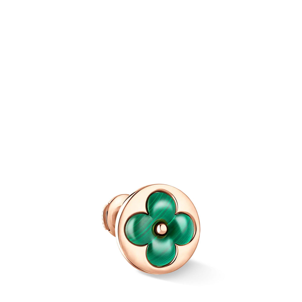 Color Blossom BB Sun Ear Stud, Pink Gold and Malachite - Per Unit