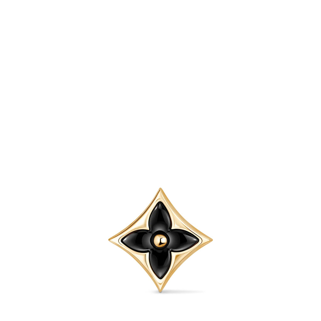 Color Blossom BB Star Ear Stud, Yellow Gold and Onyx - Per Unit
