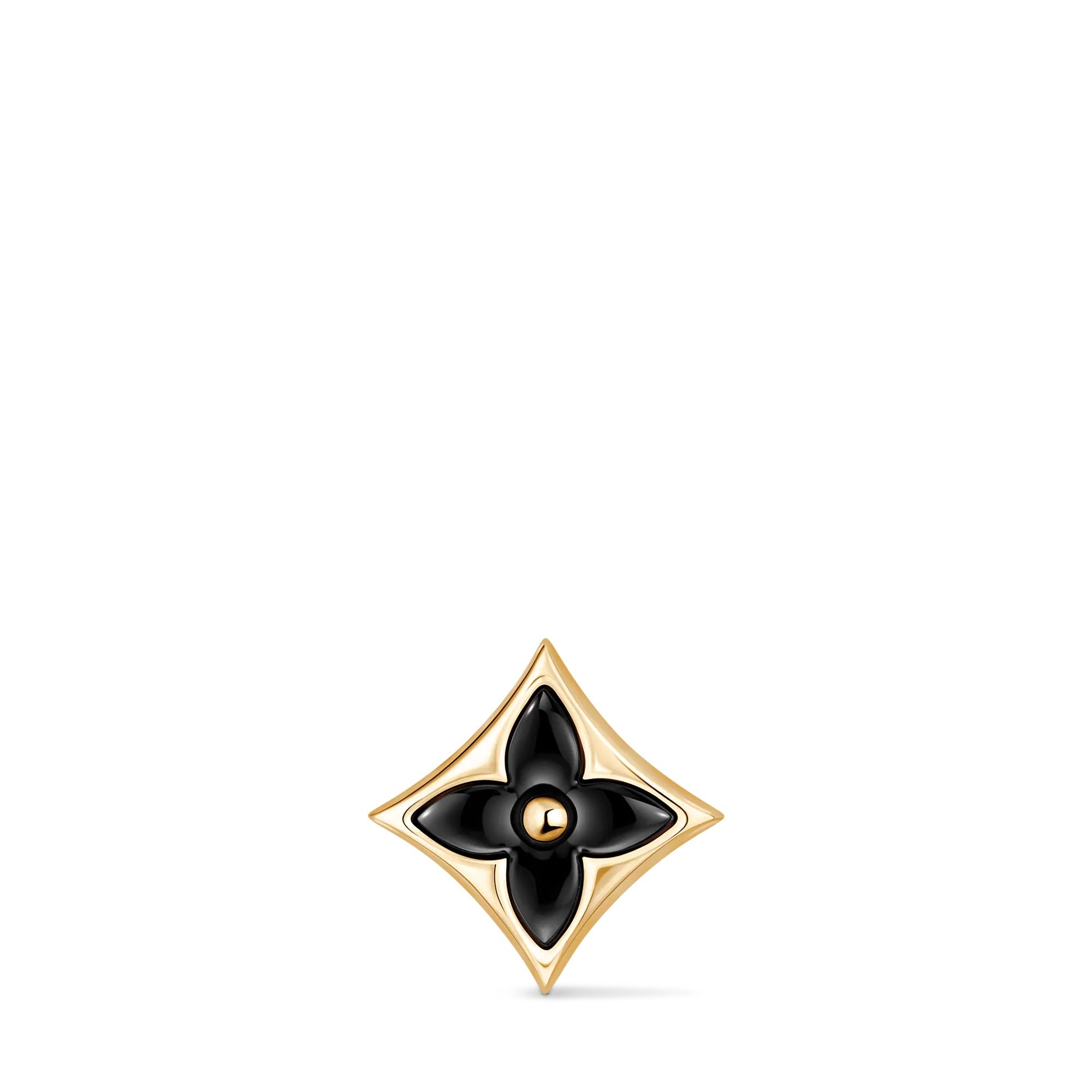 Color Blossom BB Star Ear Stud, Yellow Gold and Onyx - Per Unit