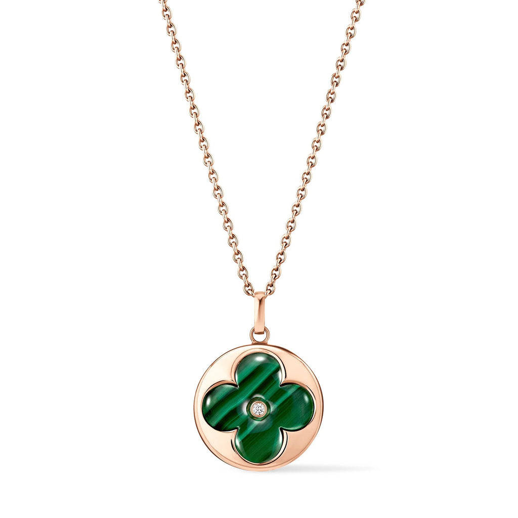 Color Blossom XL Sun Medallion, Pink Gold, Malachite and Diamond