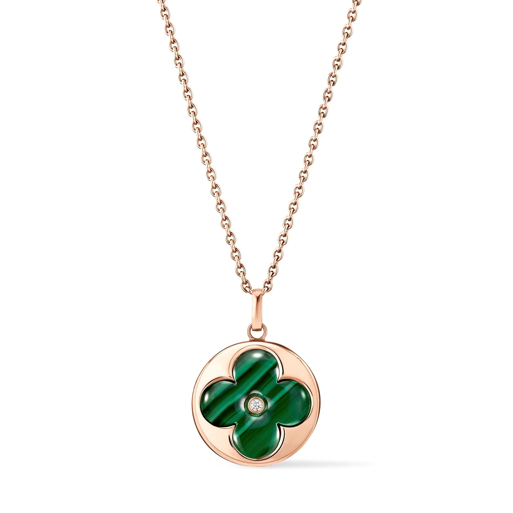 Color Blossom XL Sun Medallion, Pink Gold, Malachite and Diamond