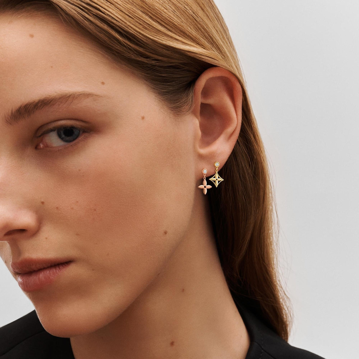 Idylle Blossom Ear Stud, Pink Gold And Diamond - Per Unit