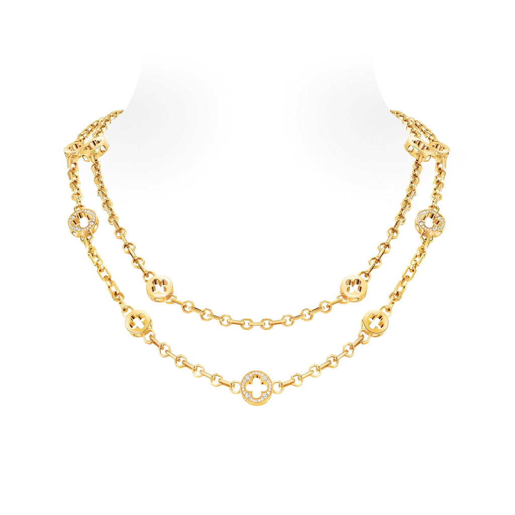 Empreinte Transformable Long Necklace, Yellow Gold and Diamonds