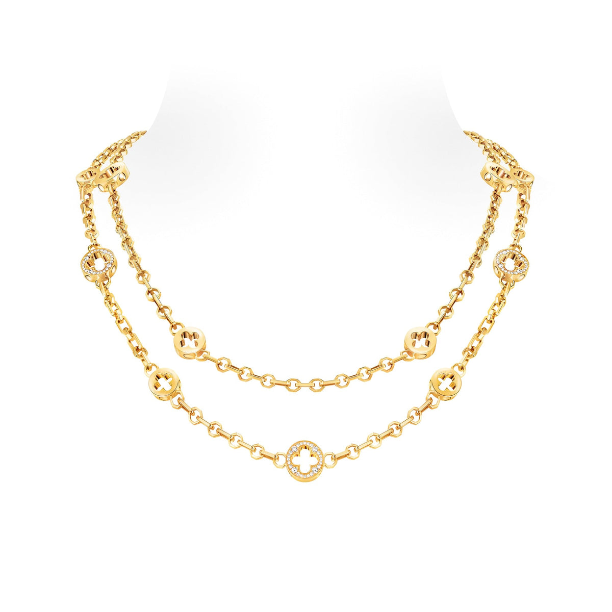 Empreinte Transformable Long Necklace, Yellow Gold and Diamonds