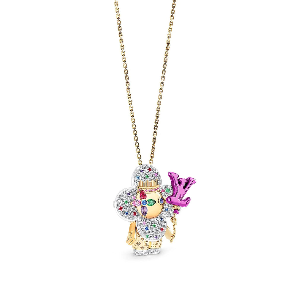Vivienne Celebration Pendant, Yellow Gold, White Gold, Titanium, Diamonds and Colored Gemstones