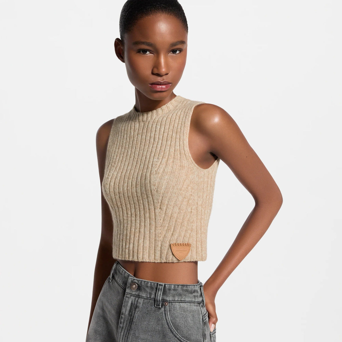 Cropped Ribbed Knit Top