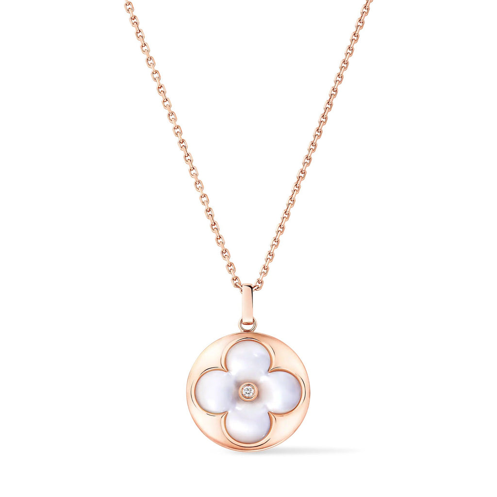 Color Blossom XL Sun Medallion, Pink Gold, White Mother-of-Pearl and Diamond