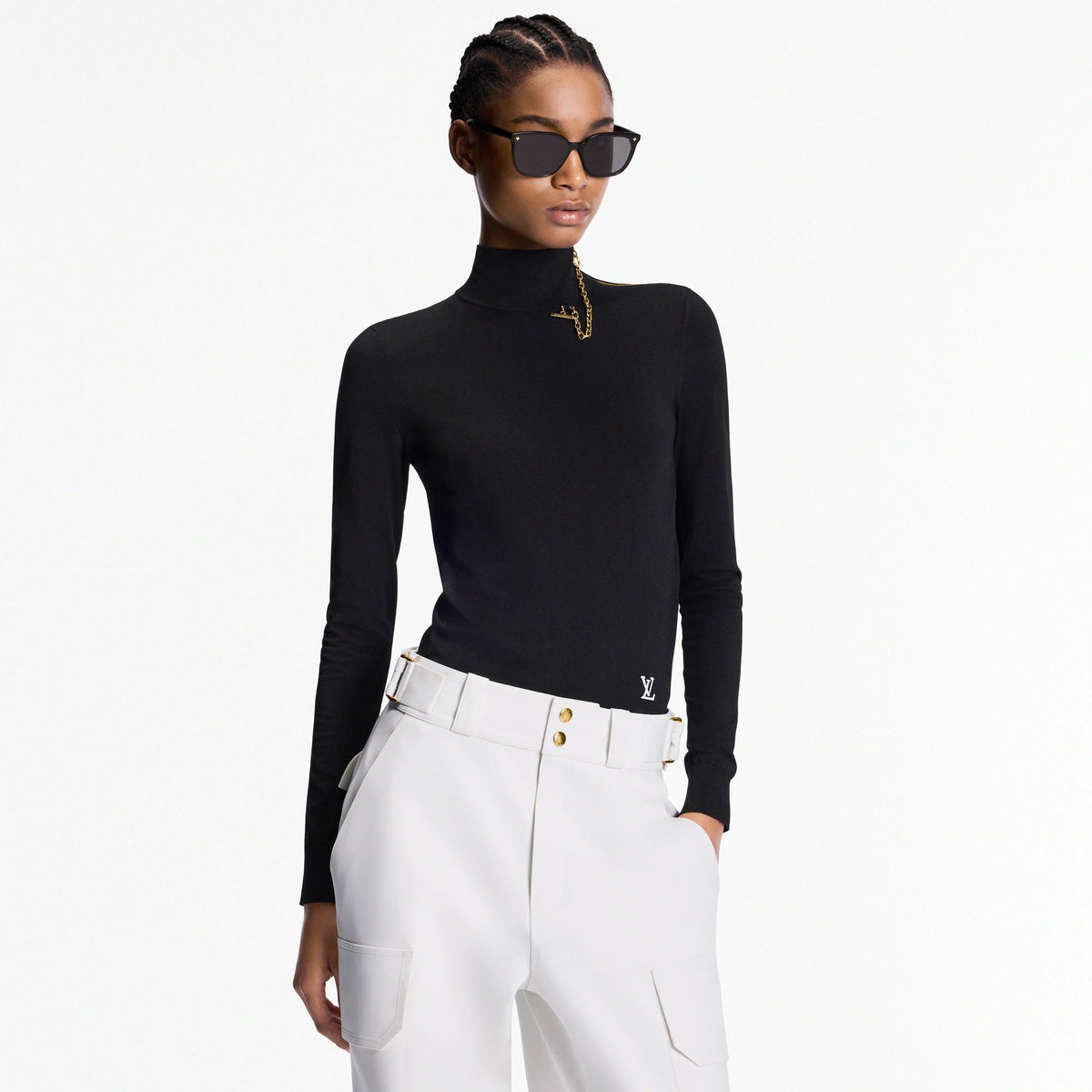 Shoulder Detail Turtleneck Sweater
