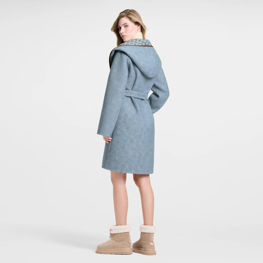Reversible Signature Hooded Wrap Coat
