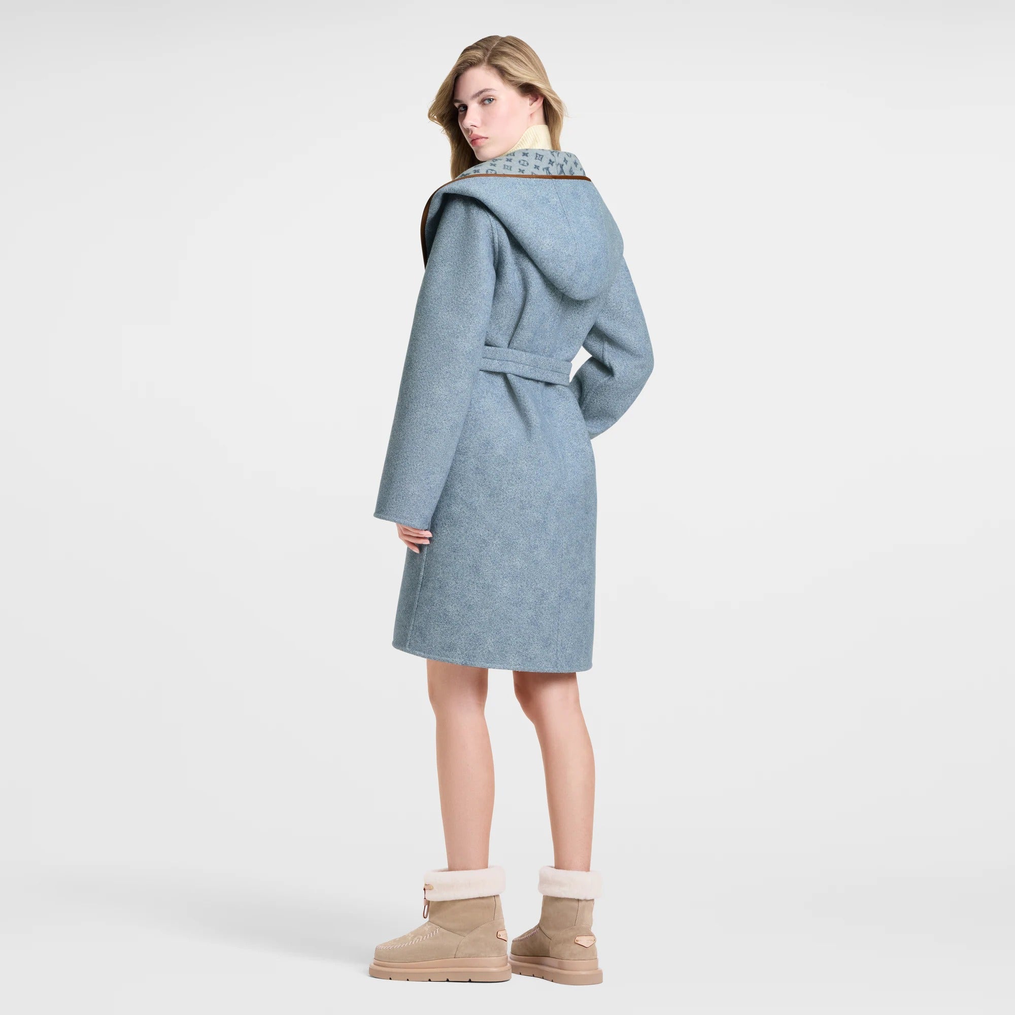 Reversible Signature Hooded Wrap Coat