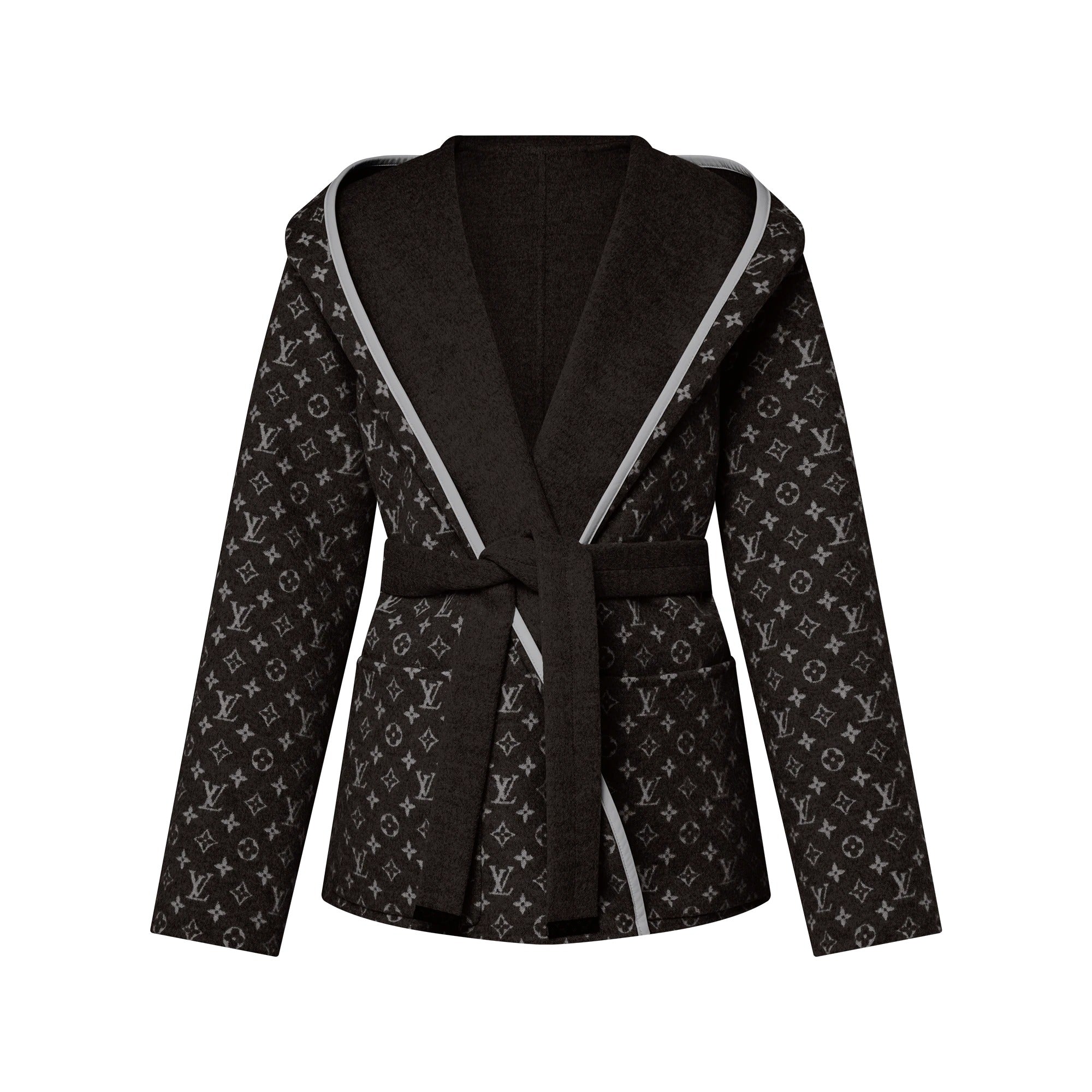 Reversible Signature Short Hooded Wrap Coat