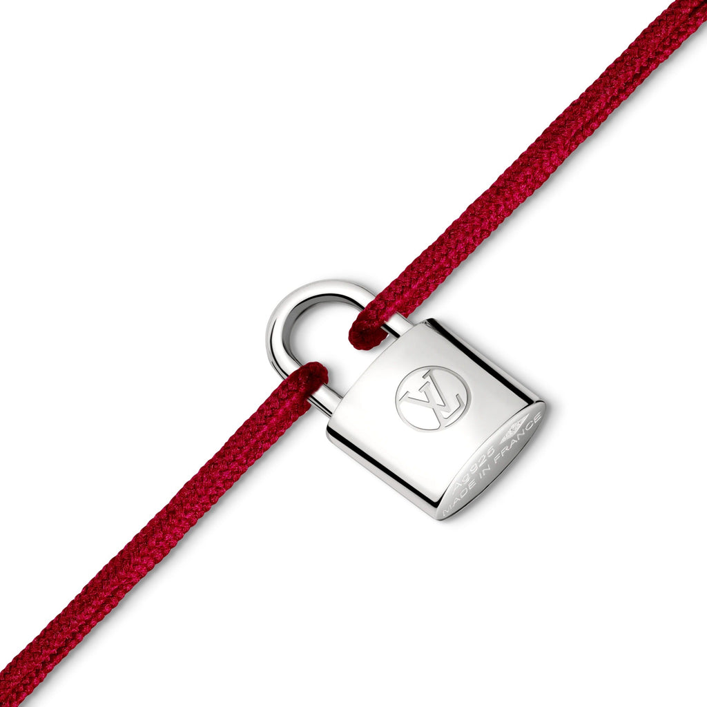 Silver Lockit Bracelet, Sterling Silver and Red Polyester Cord