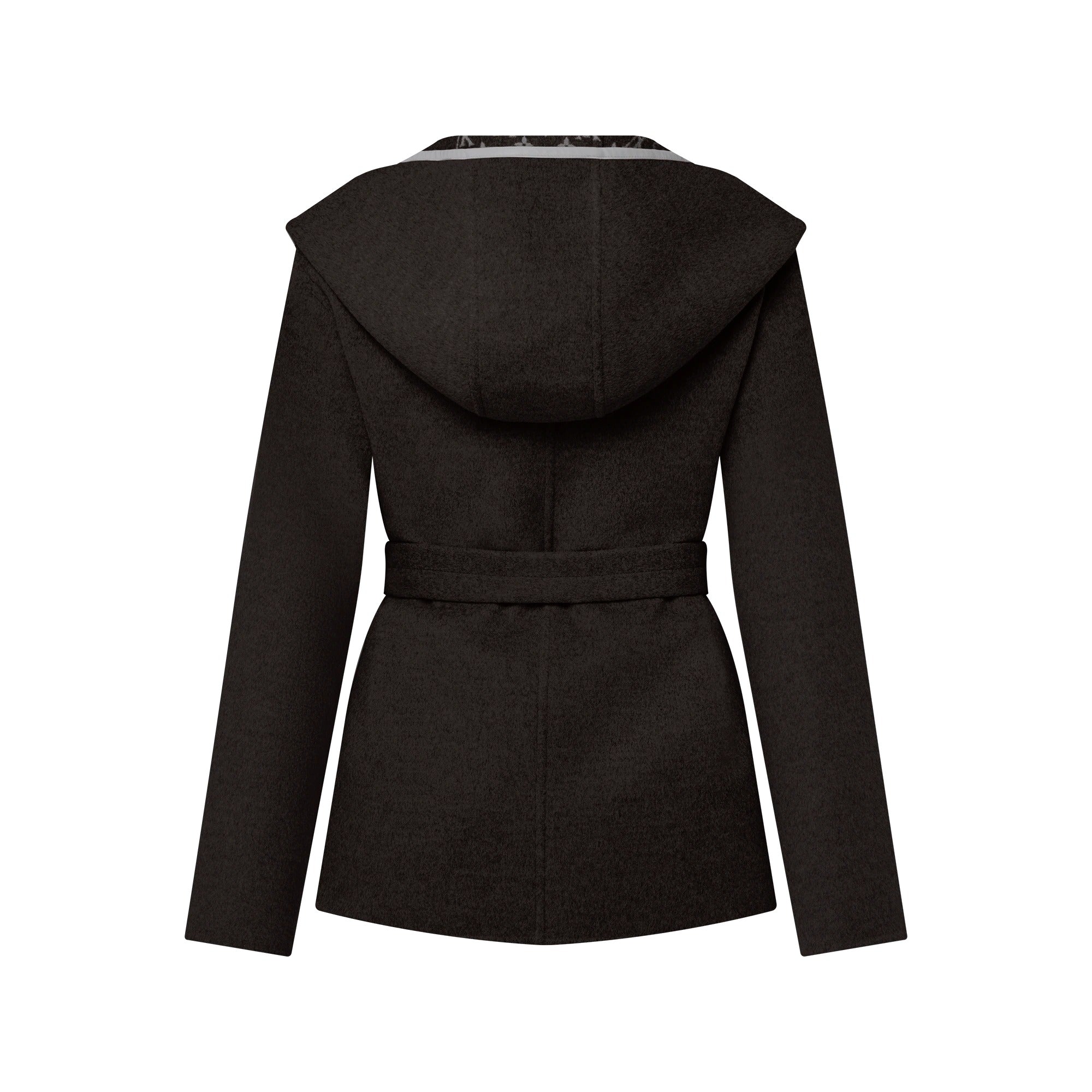 Reversible Signature Short Hooded Wrap Coat
