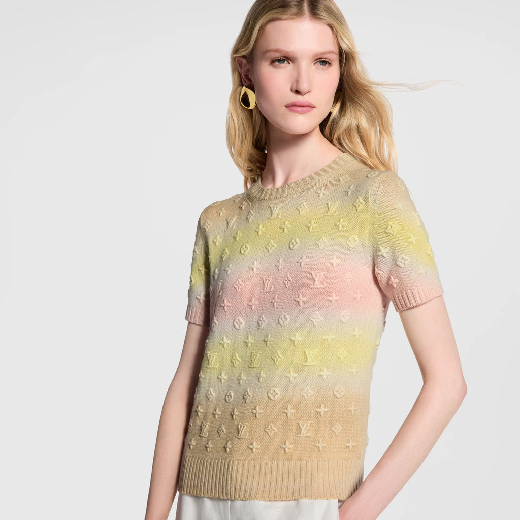 3D Monogram Tie Dye Knit Top
