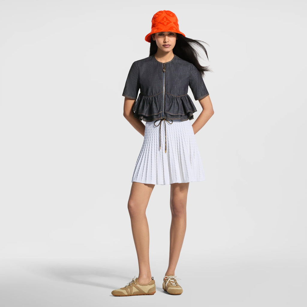 Ruffle Hem Denim Top