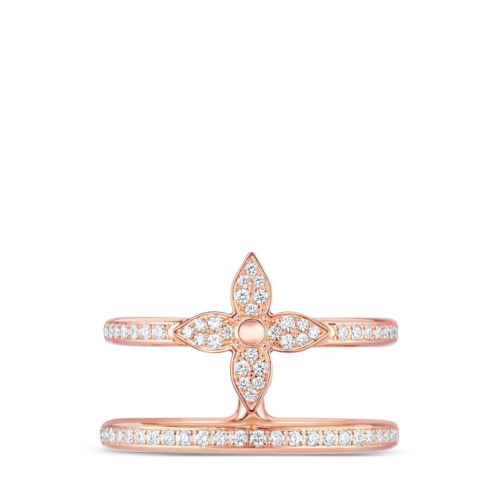 Idylle Blossom Two-Row Ring, Pink Gold And Diamonds