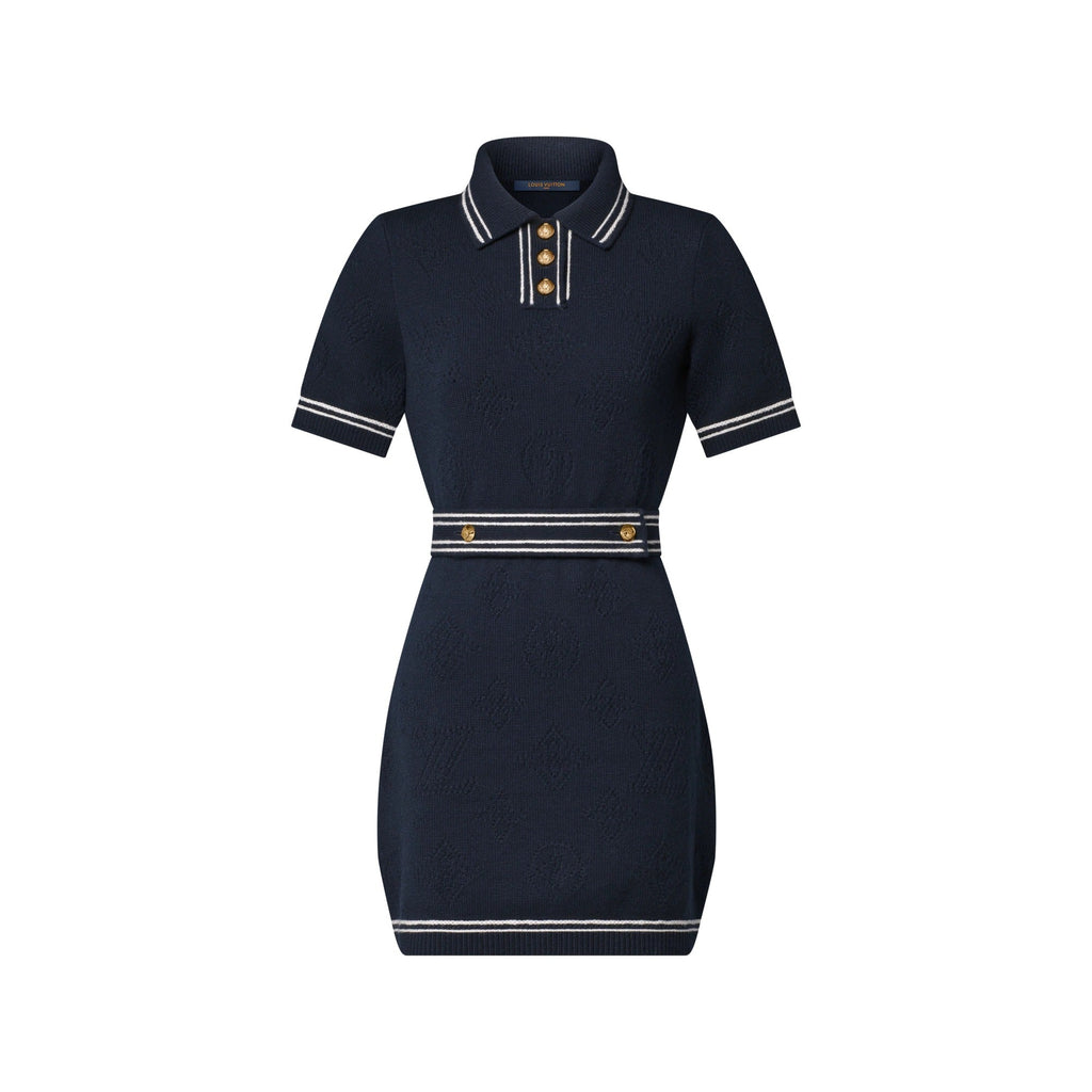 Contrast Accent Openwork Knit Dress