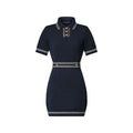 Contrast Accent Openwork Knit Dress